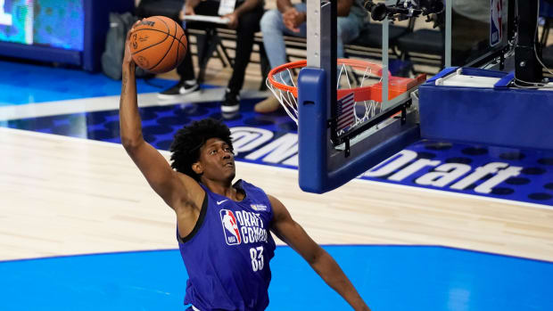 Jalen Williams participates during the NBA Draft Combine at Wintrust Arena.